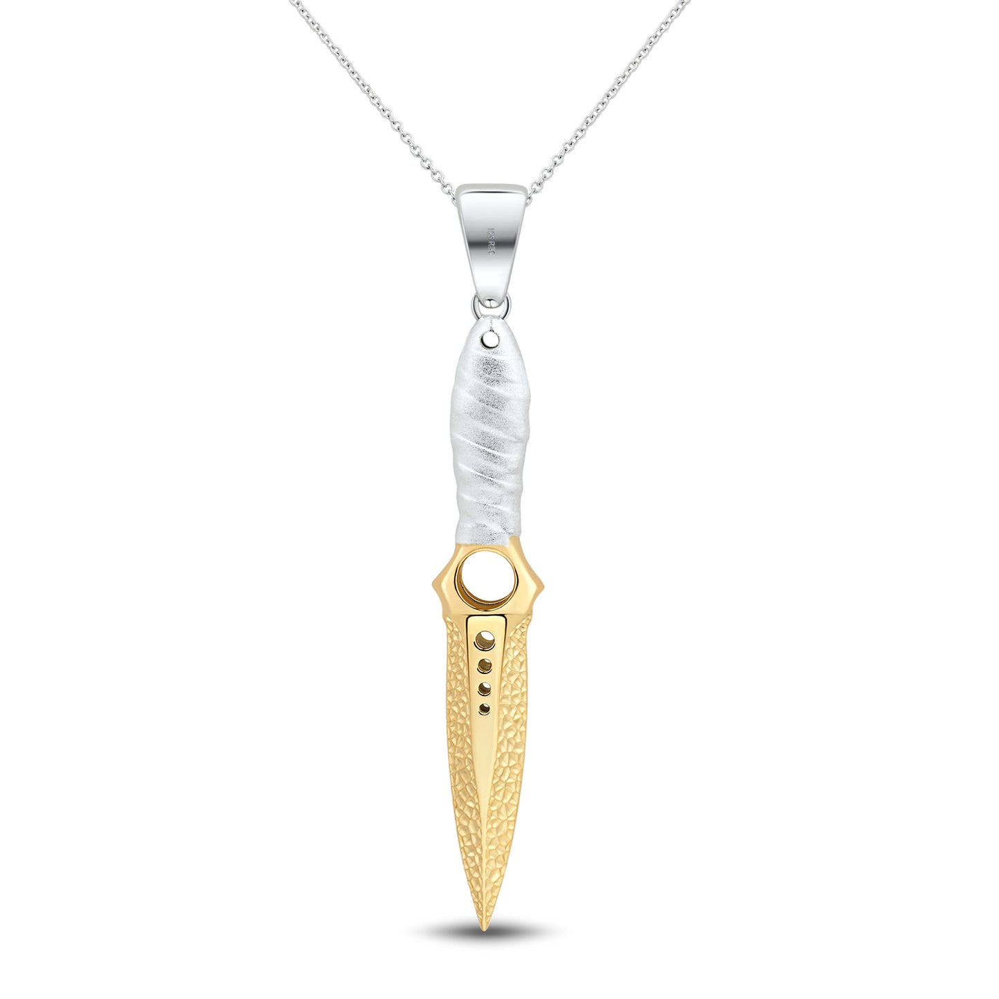 Skeleton Brushed Handle Gold & Hammered Blade