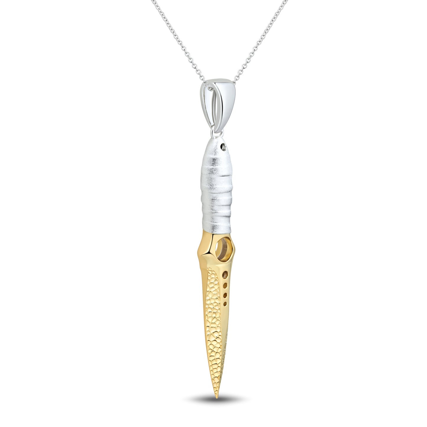 Skeleton Brushed Handle Gold & Hammered Blade